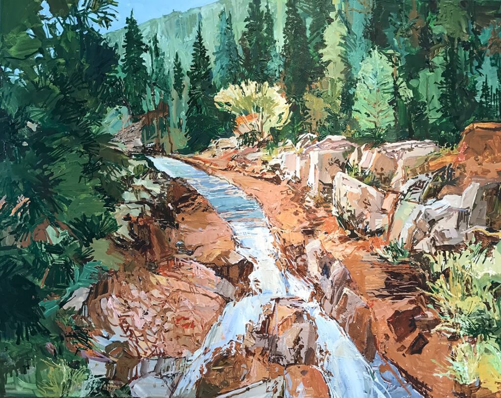 Pecos River Cascade, 24x30, Acrylic on Linen (c) Douglas E. Atwill All Rights Reserved