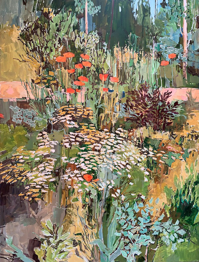 Doug Atwill garden painting 1732 Center Garden with Poppies
