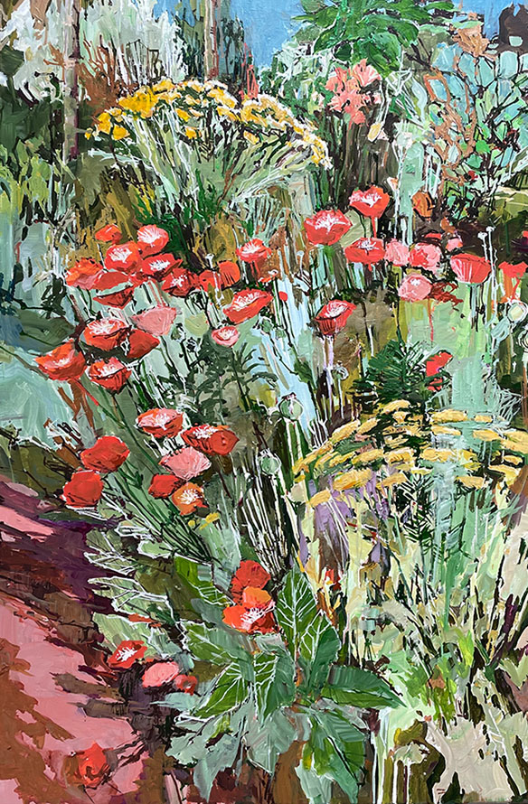 Doug Atwill garden painting 1745 Poppies on the Terrace Walk