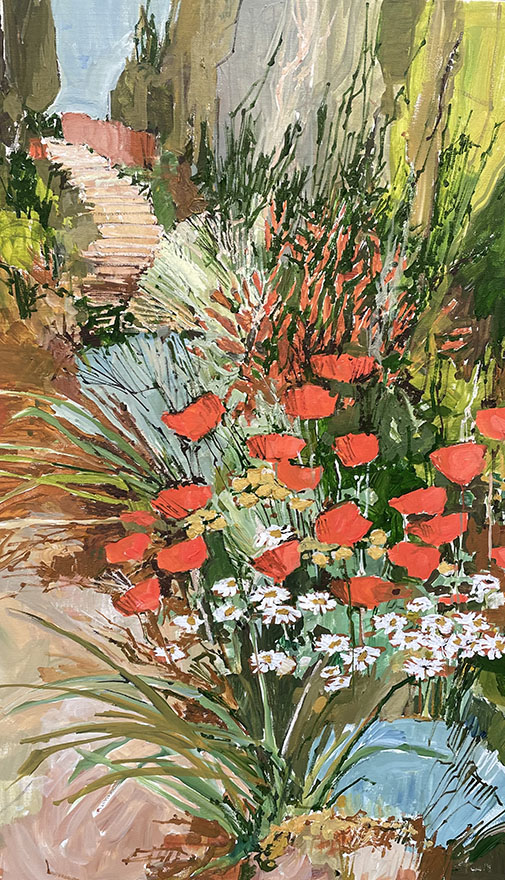 Doug Atwill garden painting Garden by Steps 1806