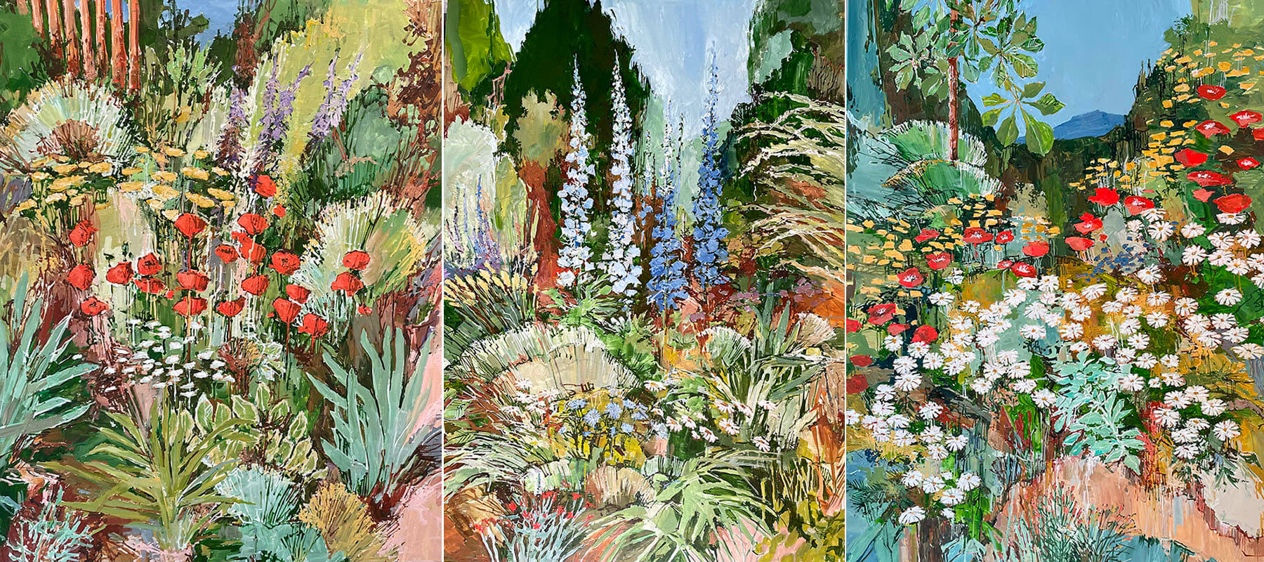 Doug Atwill acrylic garden paintings