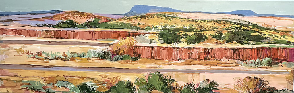 Atwill landscape painting riverbend galisteo