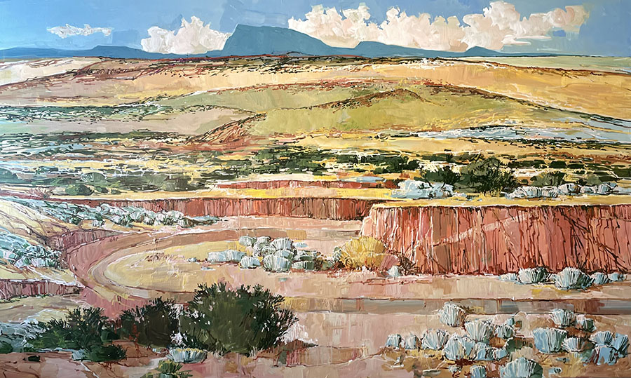 Douglas Atwill landscape painting riverbend galisteo