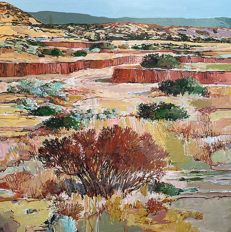 Doug Atwill painting of Galisteo with Mountain