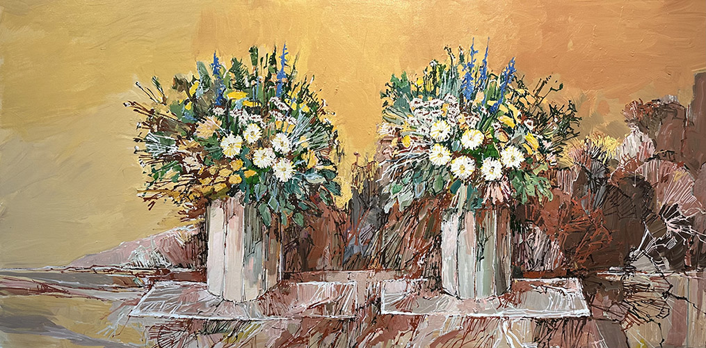 1896 Double Bouquet with Yellow Wall Doug atwilljpg